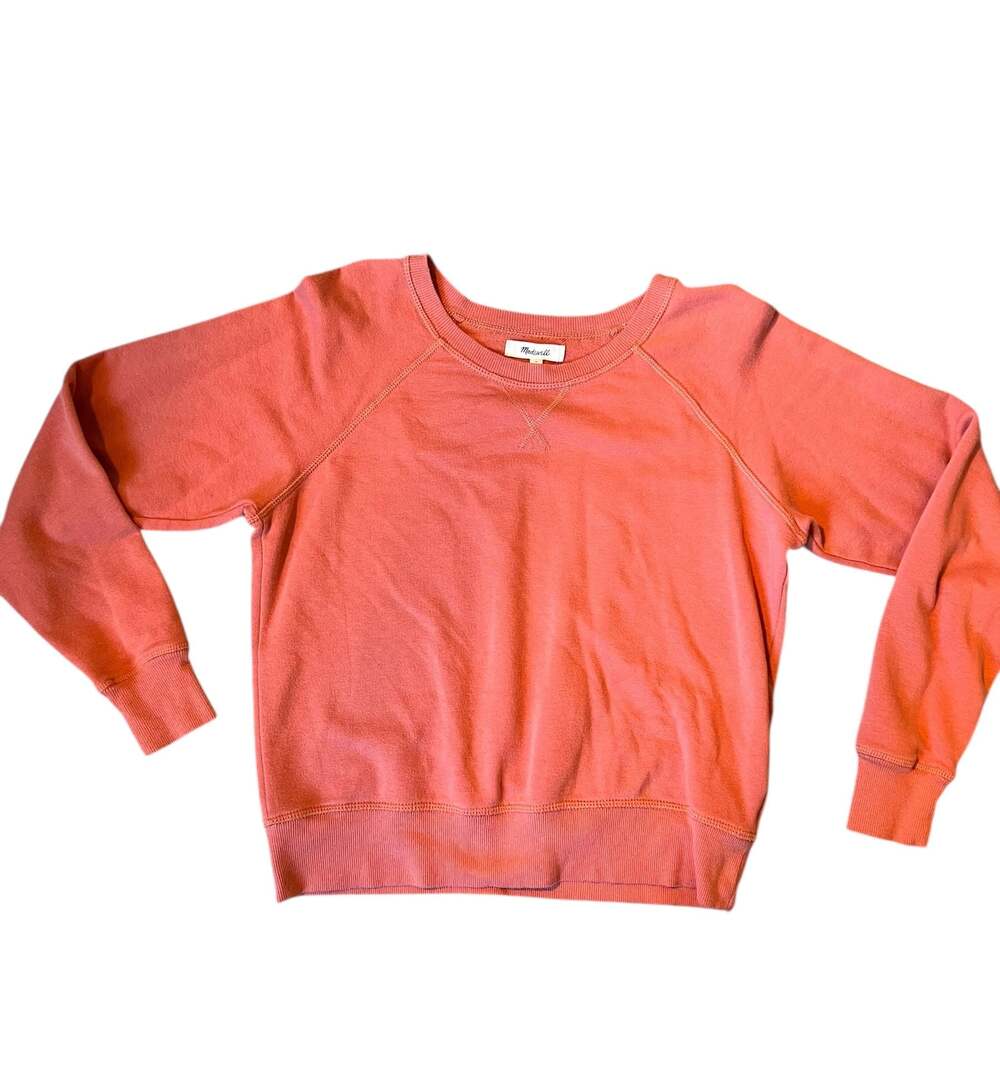 Madewell Garment-Dyed Raglan Crewneck Sweatshirt in Burnt Umber